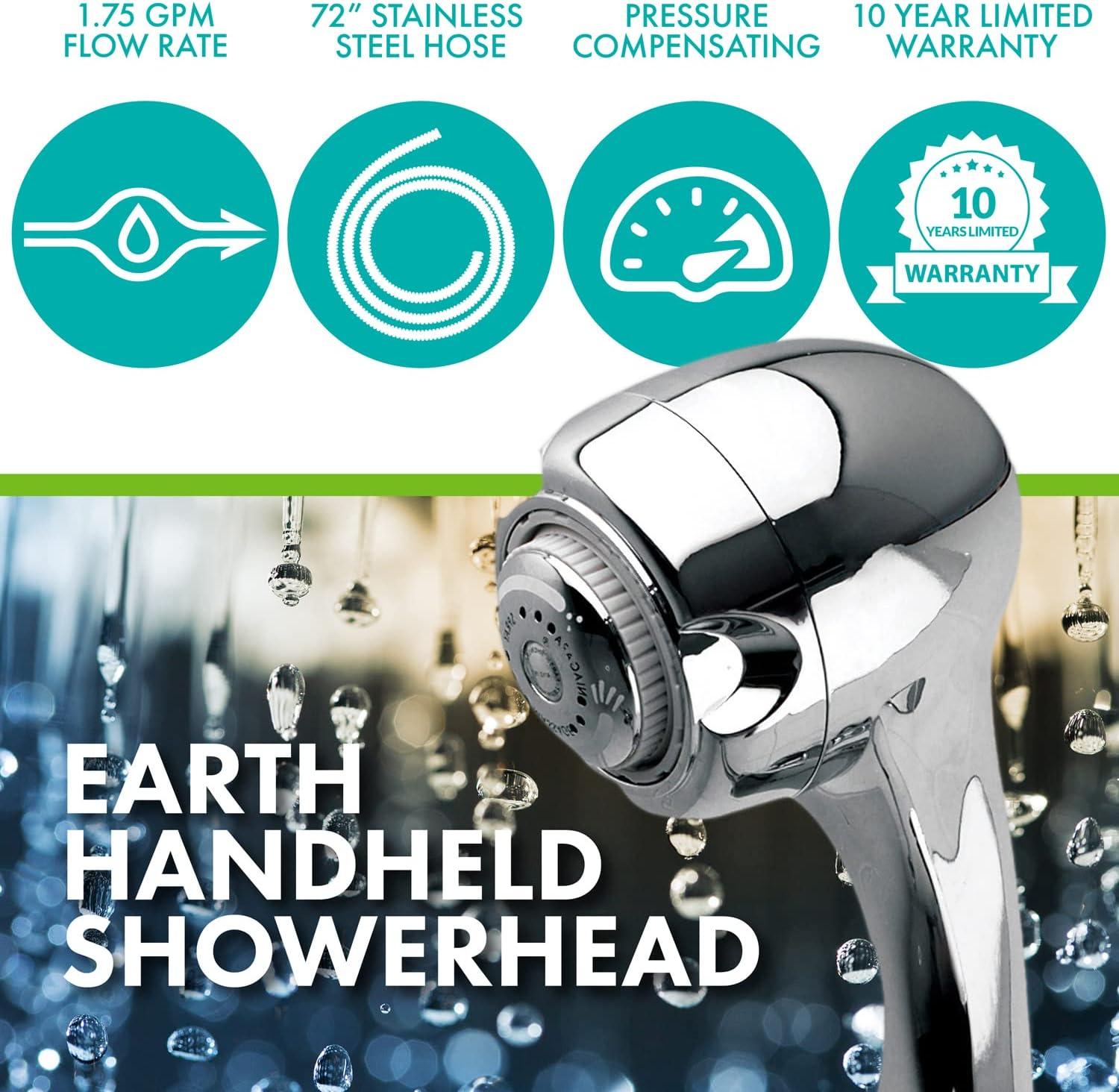 Niagara Conservation Earth Spa 3-Spray with 1.5 GPM 2.7-in. Wall Mount Handheld Shower Head