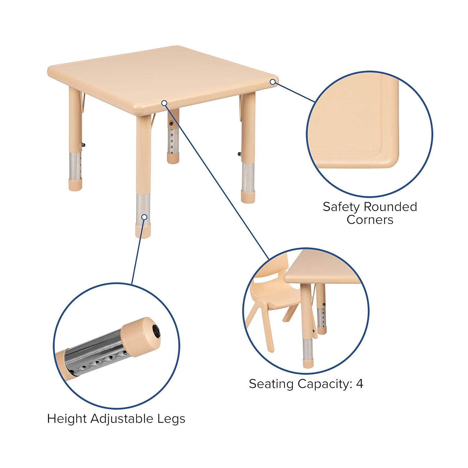 Green Adjustable Height Square Plastic Activity Table