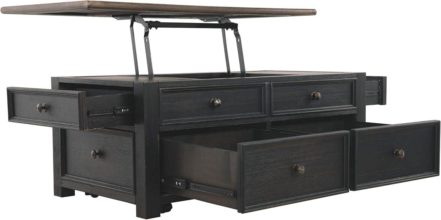 Contemporary Black/Brown Wood Lift-Top Coffee Table with Storage