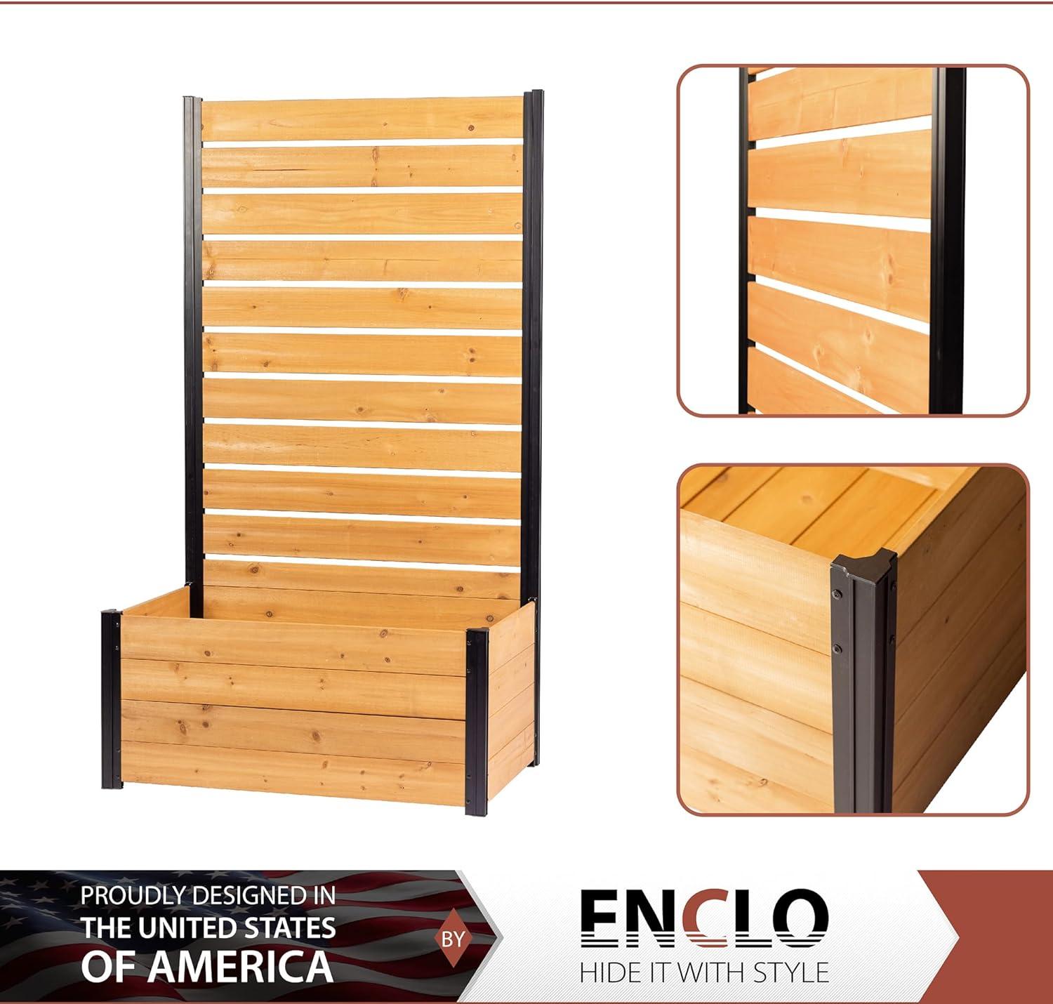 Enclo Privacy Screens 6ft H Outdoor Freestanding Wood Privacy Fence Screen Panel w/ Planter Box for Deck, Yard, Pool, & Patio, Raised Cedar Garden Bed for Plants & Flowers, Concord EC18037 (1 Screen)