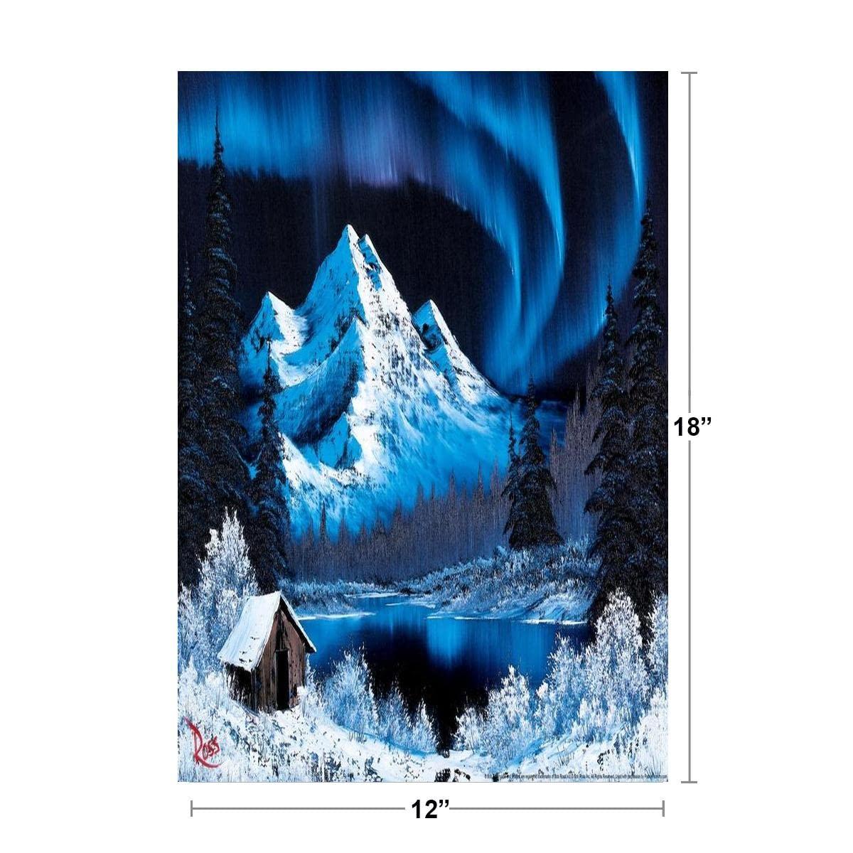 Bob Ross Northern Lights Art Print Bob Ross Poster Bob Ross Collection Bob Art Paintings Happy Accidents Bob Ross Print Decor Mountains Painting Wall Art Cool Wall Art Print Poster 18x12