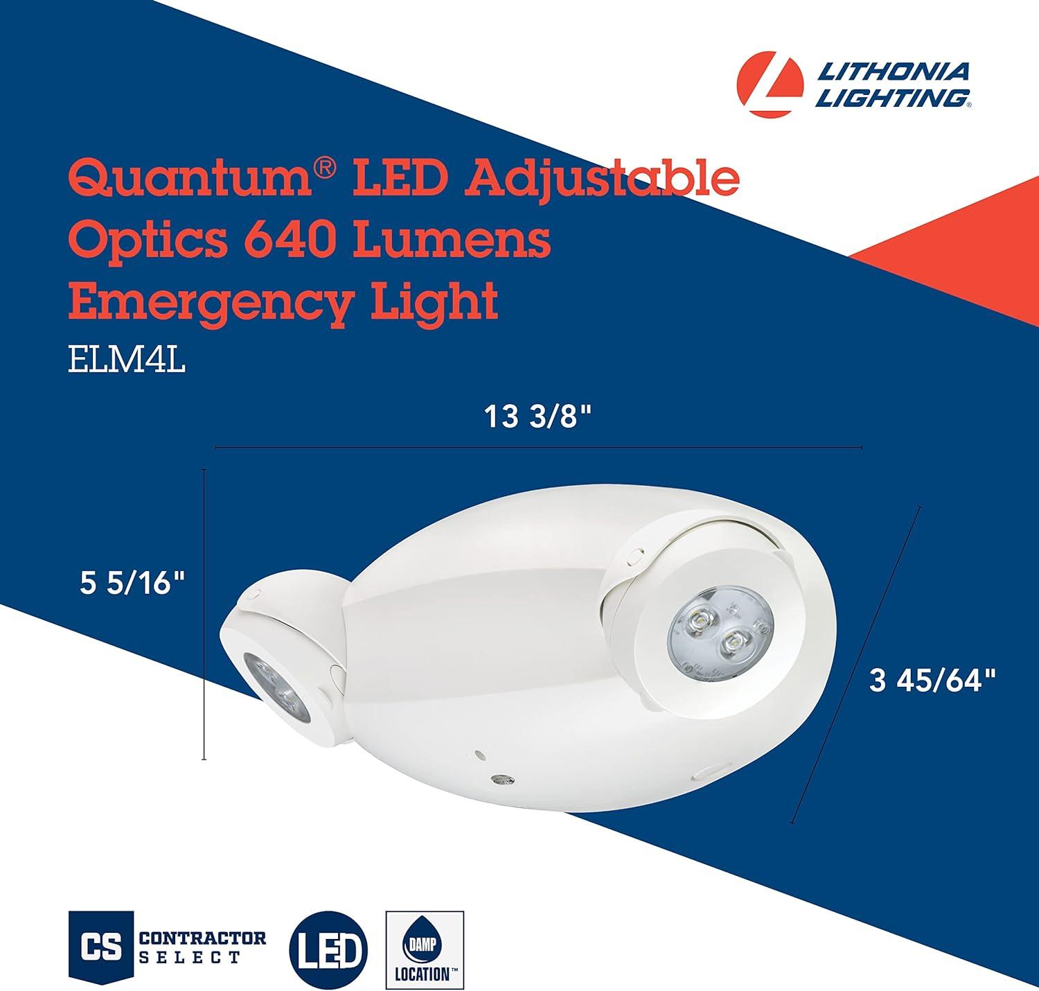 Lithonia Lighting Emrg Lght,Plst,Nick Cad,6.6W,LED  ELM4L