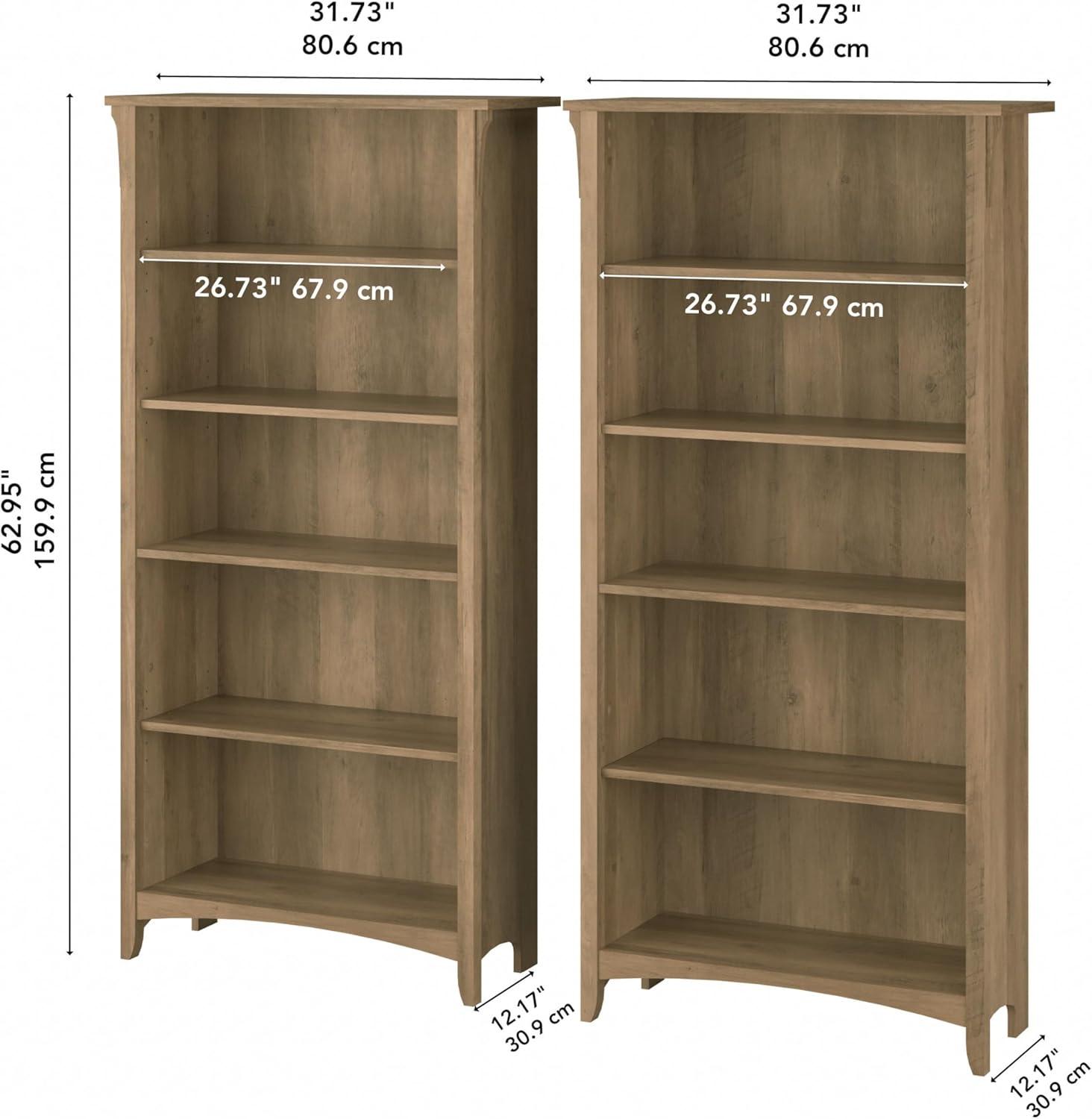 Khadesha Tall 5 Shelf Bookcase - Set Of 2