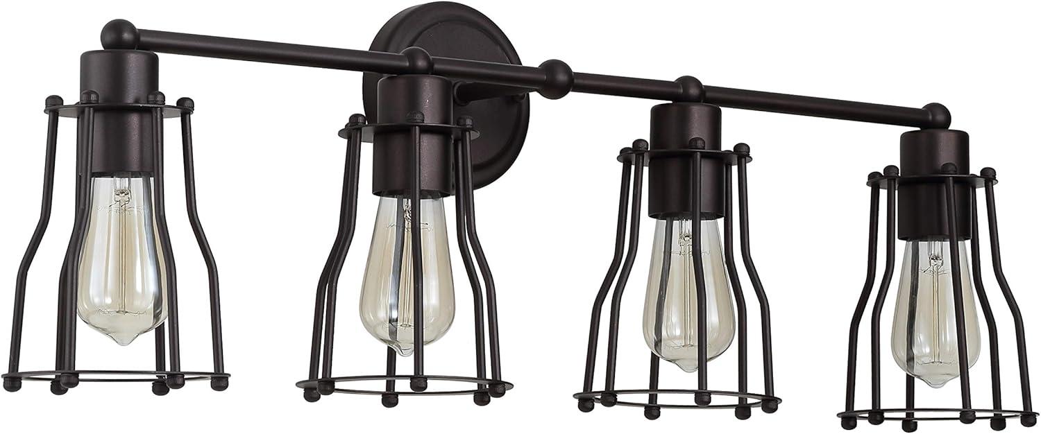 Florence 29.5" Oil-Rubbed Bronze Industrial Vanity Light with Clear Metal Shade