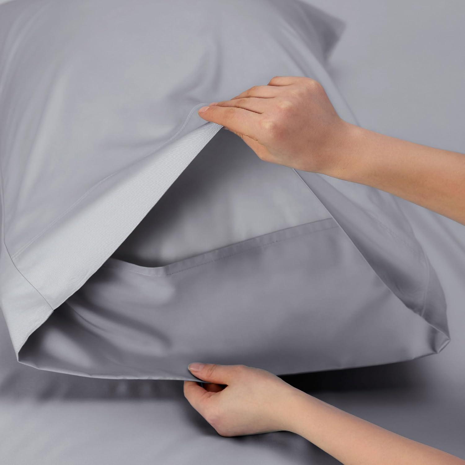 Rayon Derived from Bamboo Sheet Set 3 Pcs Solid Twin Dark Grey - Bedsure