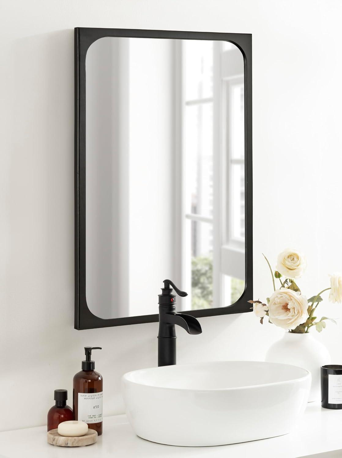 Kate & Laurel All Things Decor 24"x36" Kenai Framed Wall Mirror Walnut Brown: Modern Rectangular Design, No Assembly Required