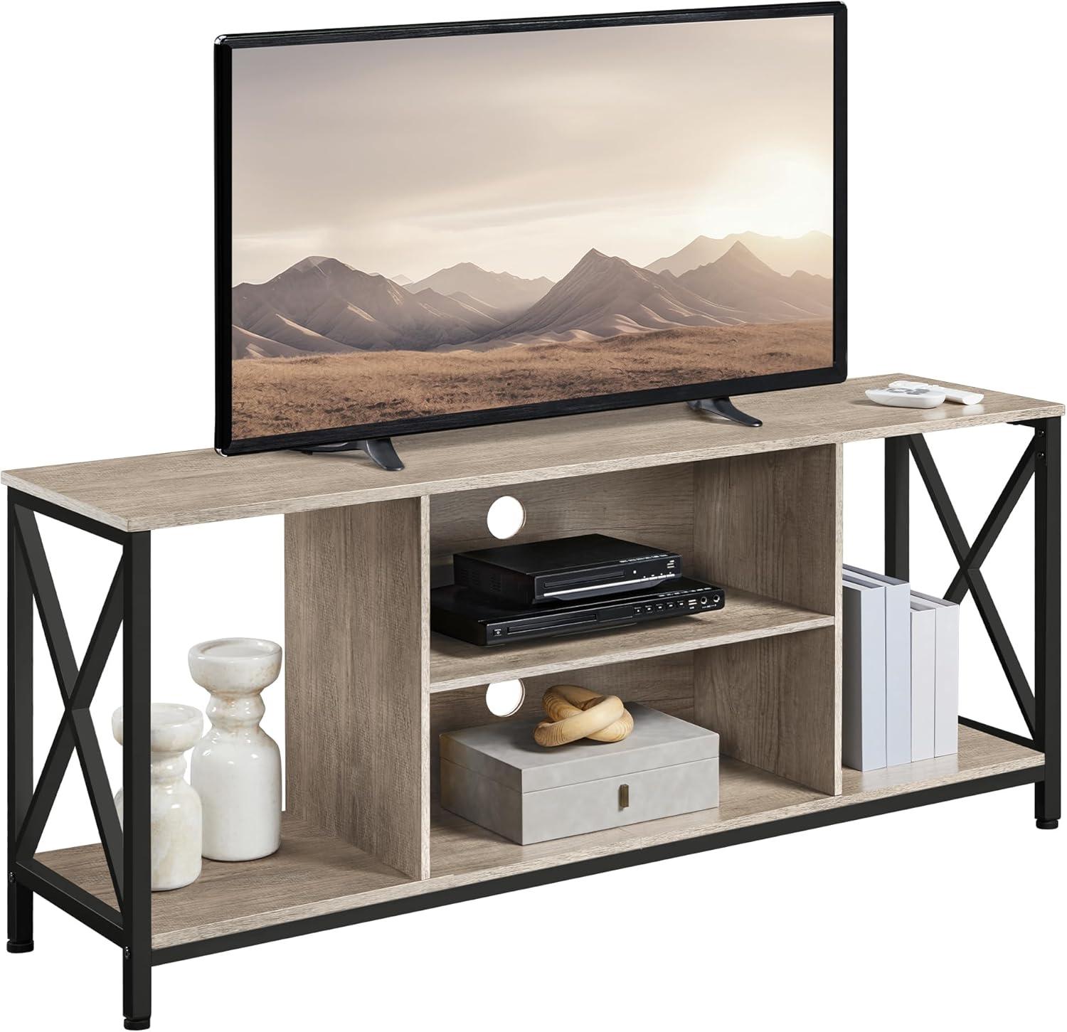 Yaheetech TV Stand for TVs up to 65 Inch with Storage Compartments,Gray