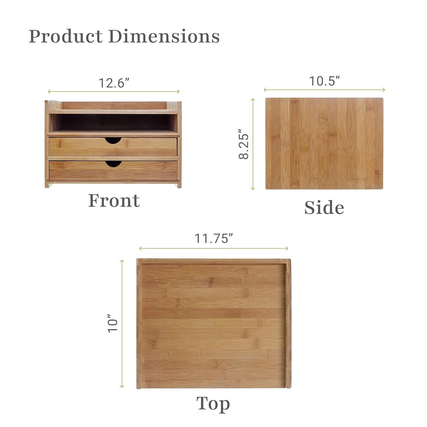 Prosumer'S Choice 3-Tier Bamboo Desktop Organizer With Us Letter Size Drawers for Home