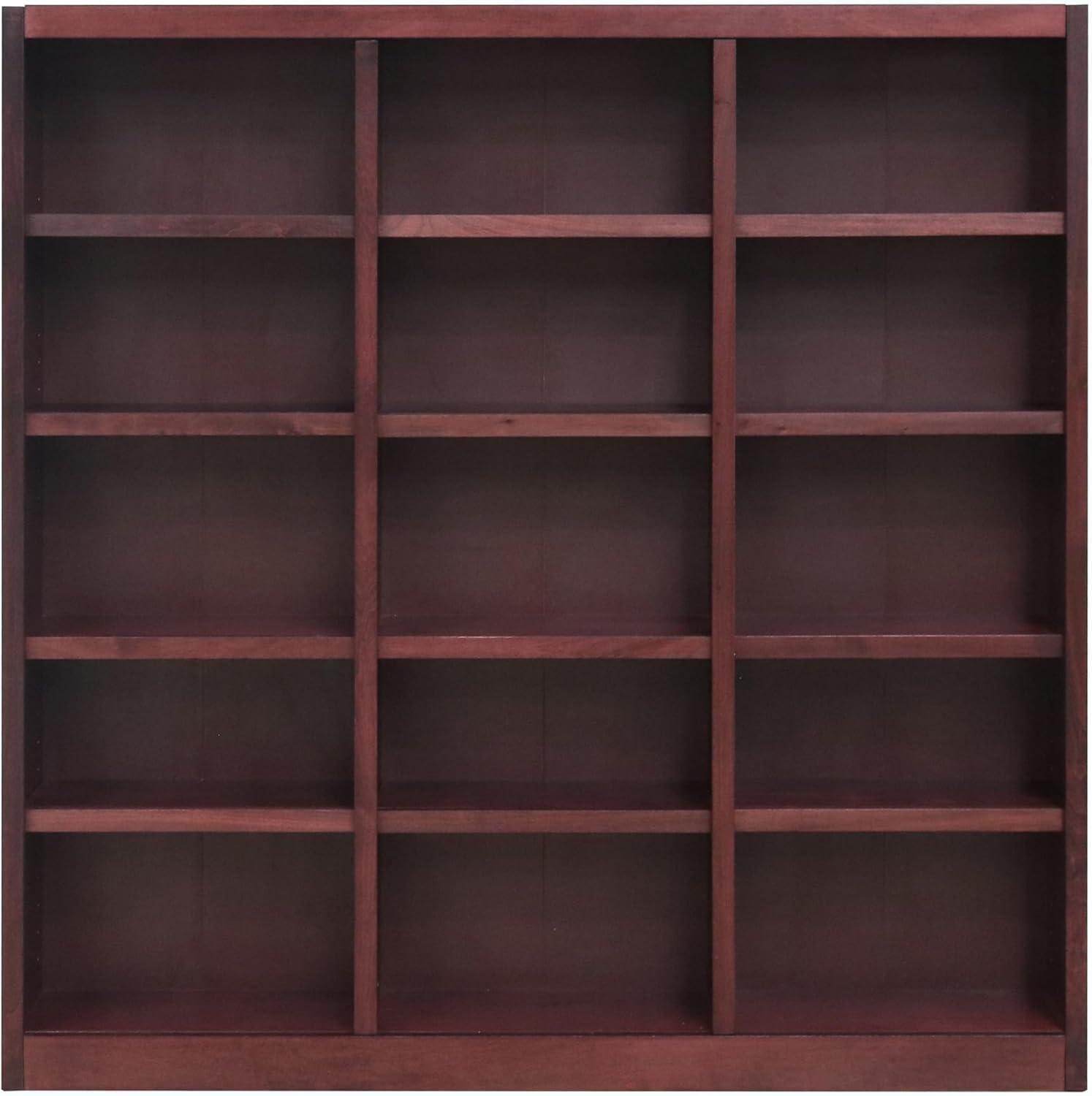 Winston Porter Flannagan Triple Wide Wood Bookcase, 15 Bookshelf, 72 inch Tall Storage and Display Bookshelf for Home Office and Living Room