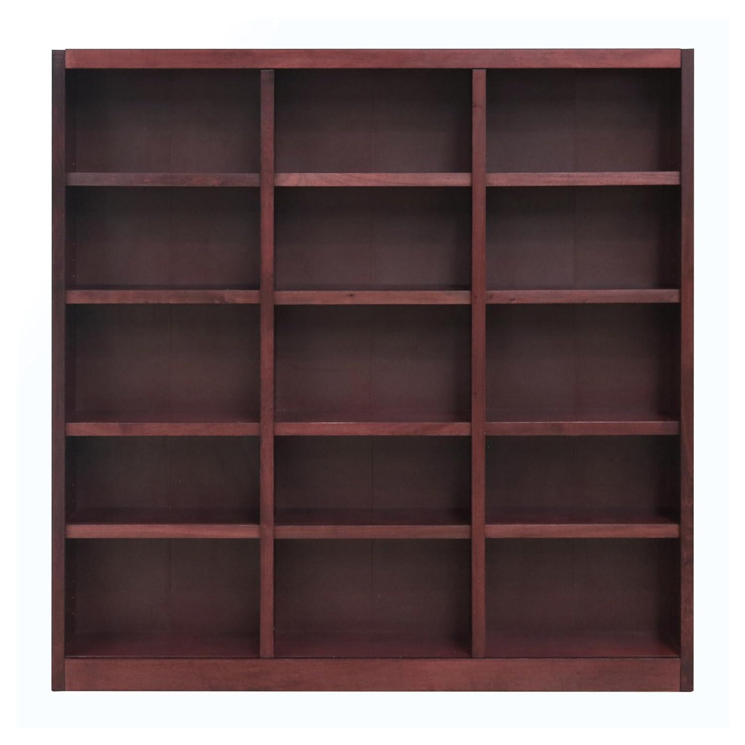 Winston Porter Flannagan Triple Wide Wood Bookcase, 15 Bookshelf, 72 inch Tall Storage and Display Bookshelf for Home Office and Living Room