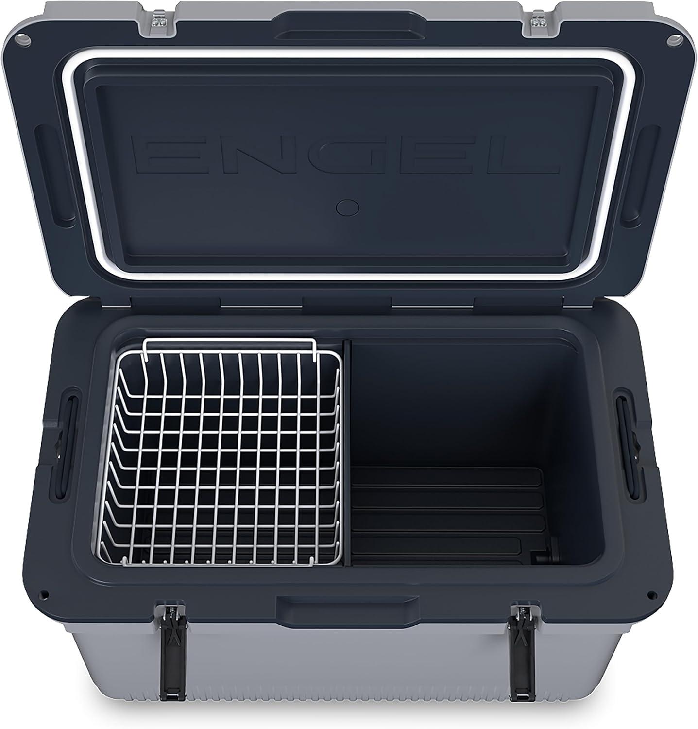 ENGEL 60 Qt UltraLite Cooler With Wire Basket and Divider - Haze Gray
