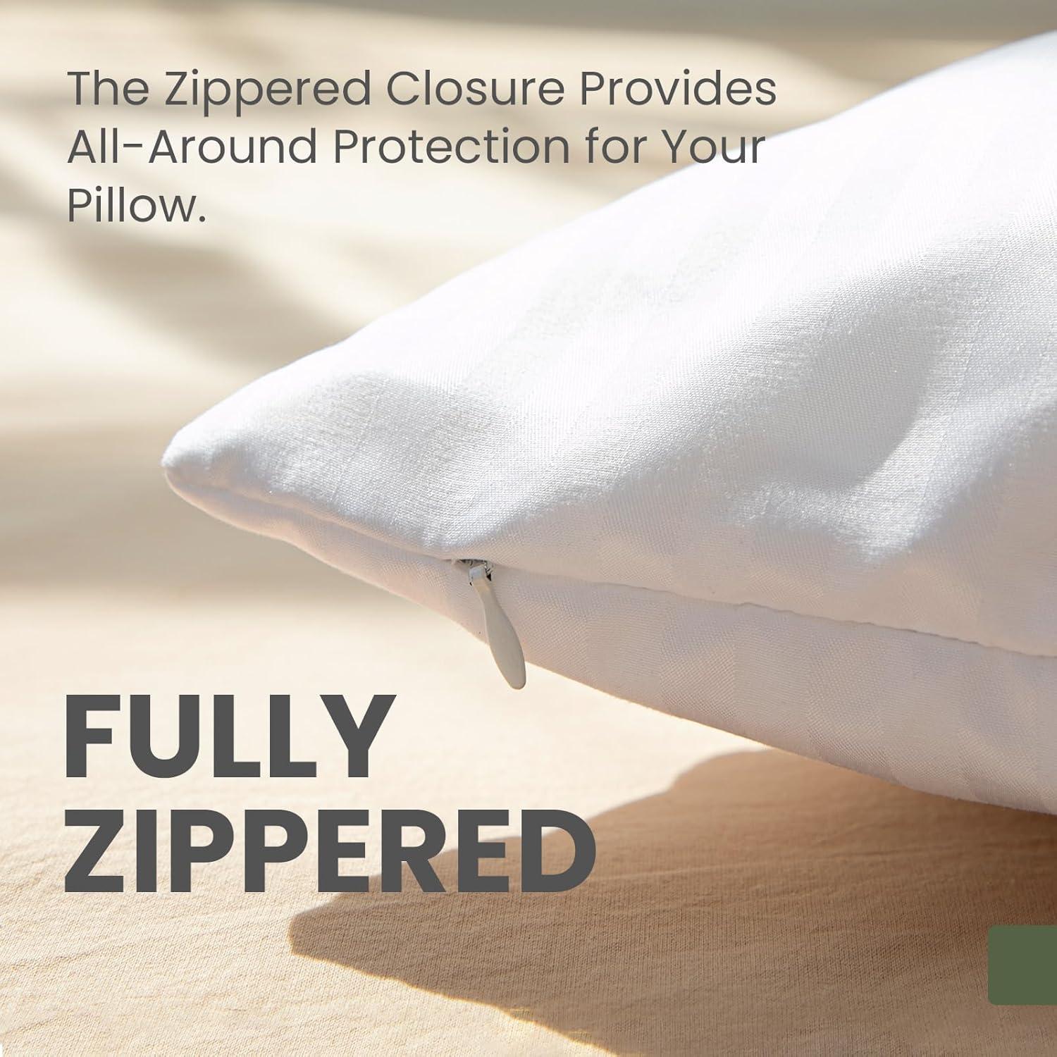 Pillow Protectors Pillow Covers 2 Pack, Zipped Pillow Cases, King Size, Luxury Hotel Quality, Breathable, Soft, Machine Washable