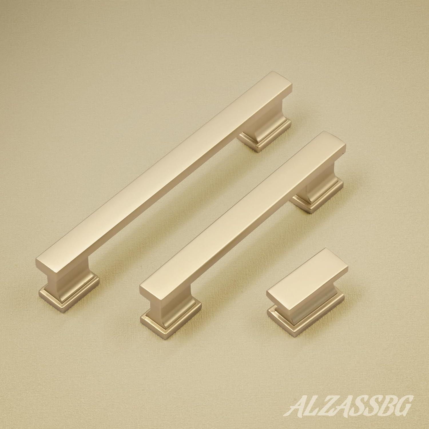 Brushed Gold Square Cabinet Knobs with Mounting Hardware