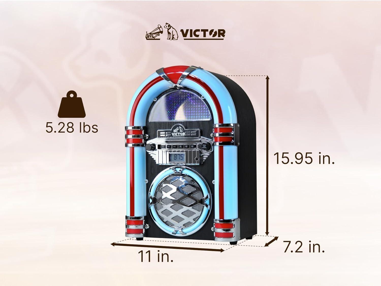 Victor Bluetooth Jukebox Speaker with FM Radio & Multicolor LED Lighting