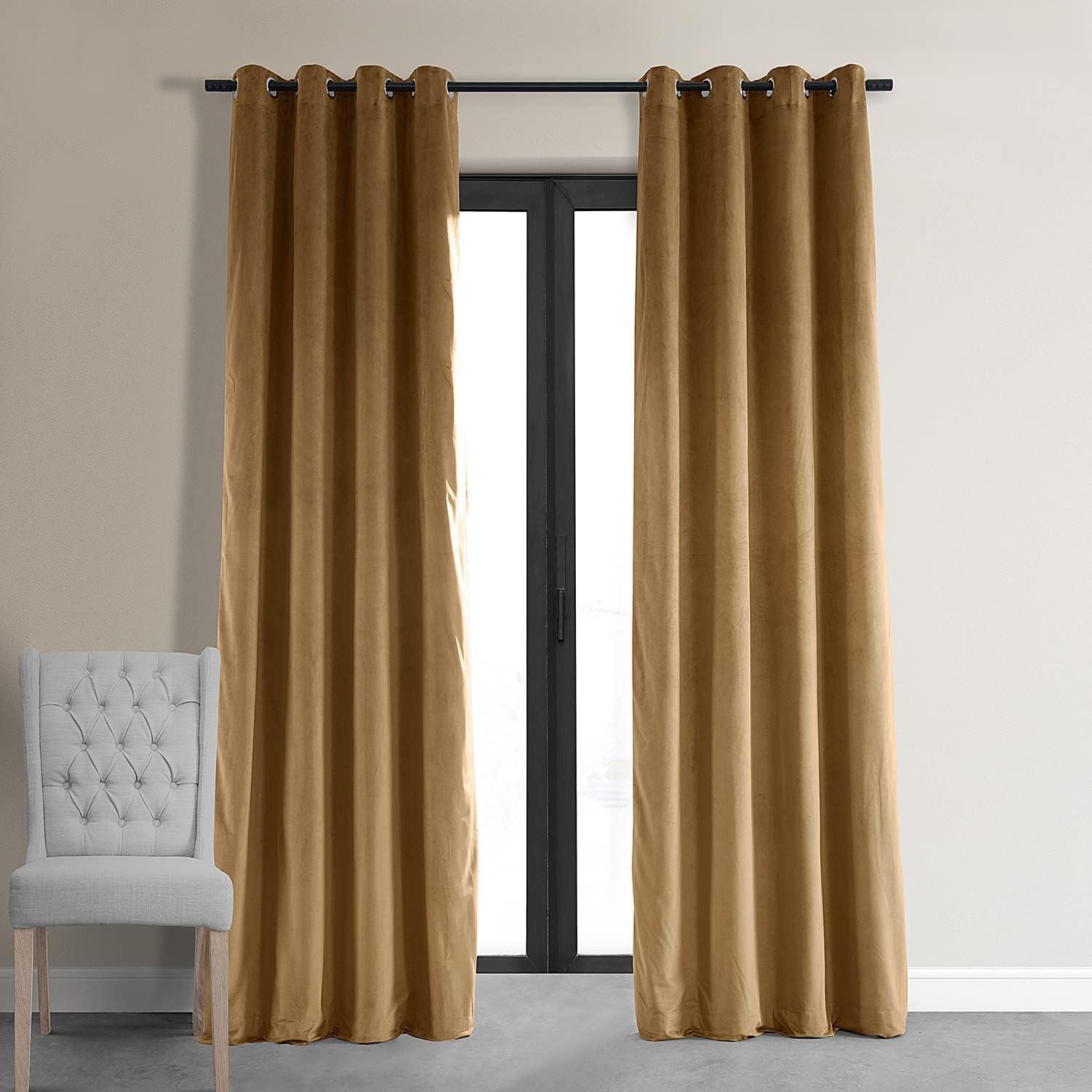 Amber Gold Velvet Blackout Grommet Curtain Panel, 50 x 120