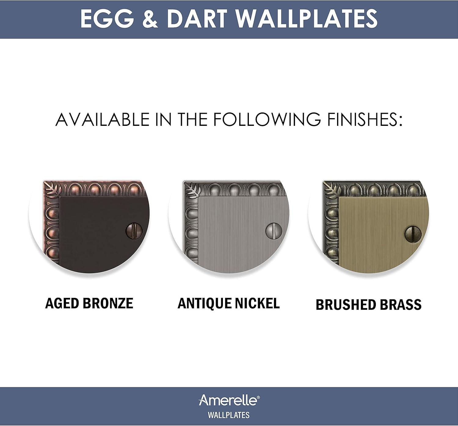 Amerelle 90DDAN Egg & Dart Wallplate, 2 Duplex, Cast Metal, Antique Nickel, 1-Pack