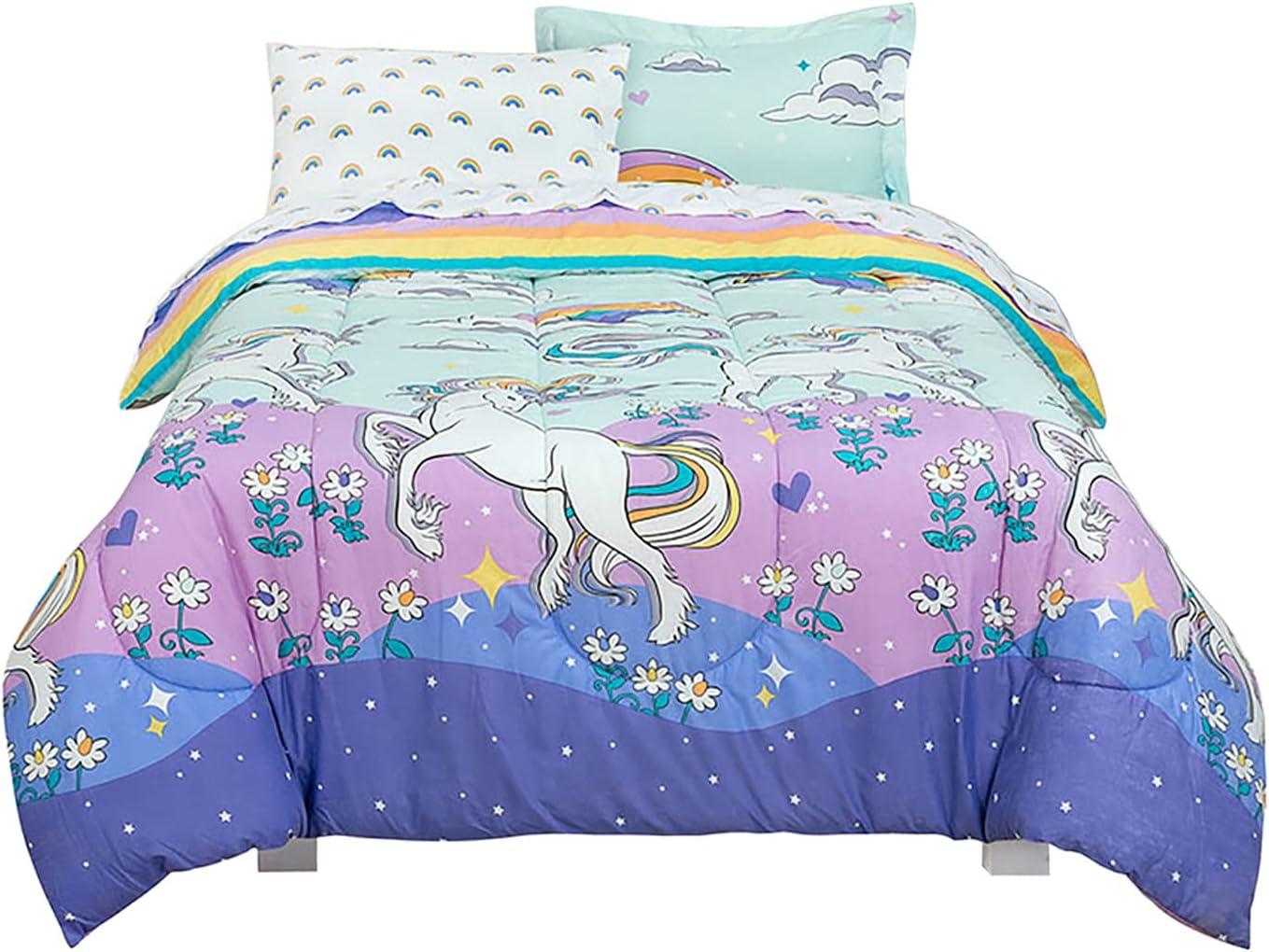 Magical Unicorn Twin Microfiber Reversible Bed in a Bag Set