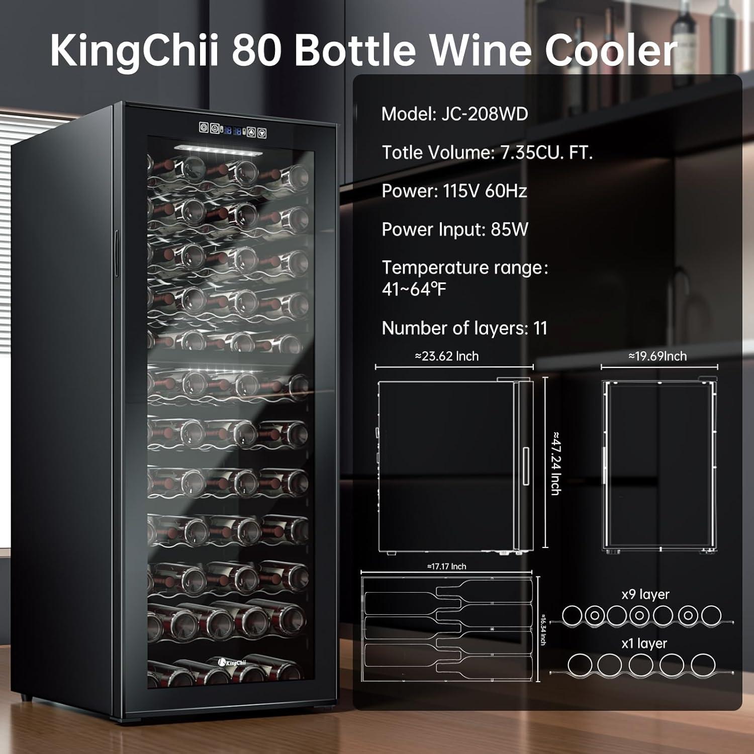 Ivation 18 Bottle Wine Cooler Fridge, Compressor Refrigerator W/Lock