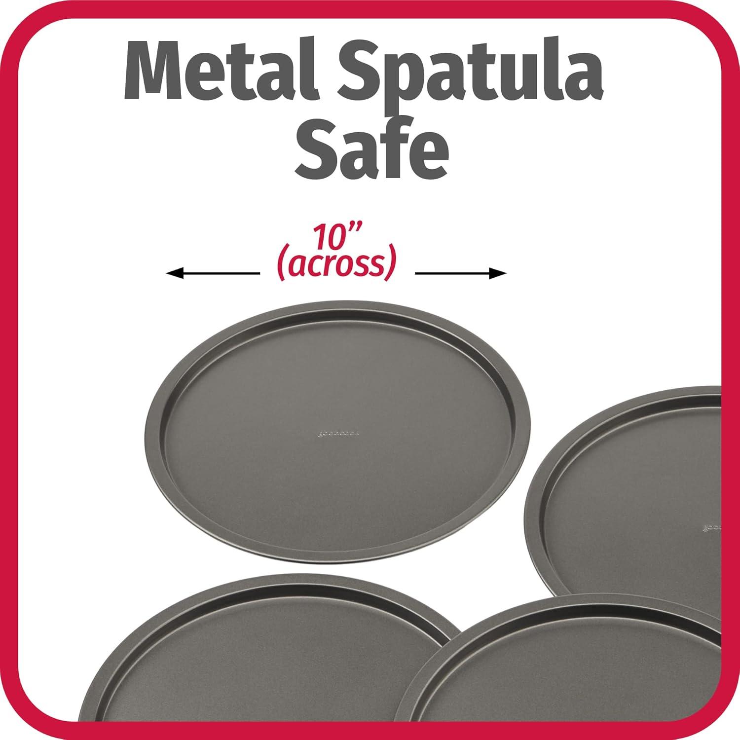 GoodCook Set of 4 Nonstick Steel 10" Personal Pizza Pans Set, Gray