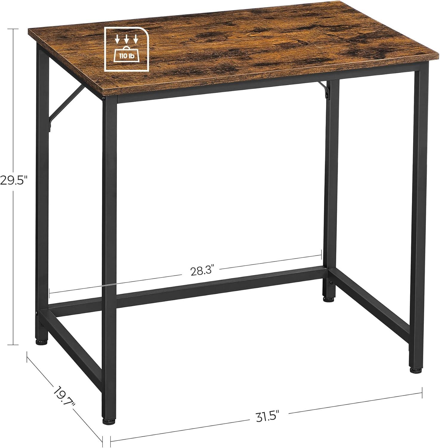 Rustic Brown and Black Industrial Computer Desk with Metal Frame