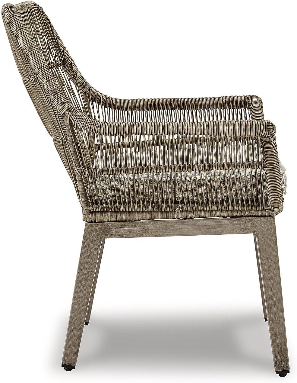 Signature Design by Ashley Beach Front Outdoor Arm Chair with Cushion (Set of 2), Beige