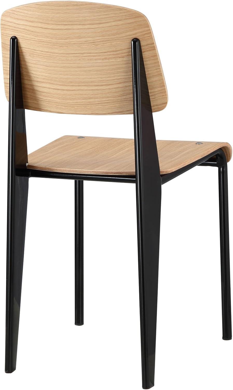 Cabin Essence Natural Black Wood and Metal Dining Side Chair