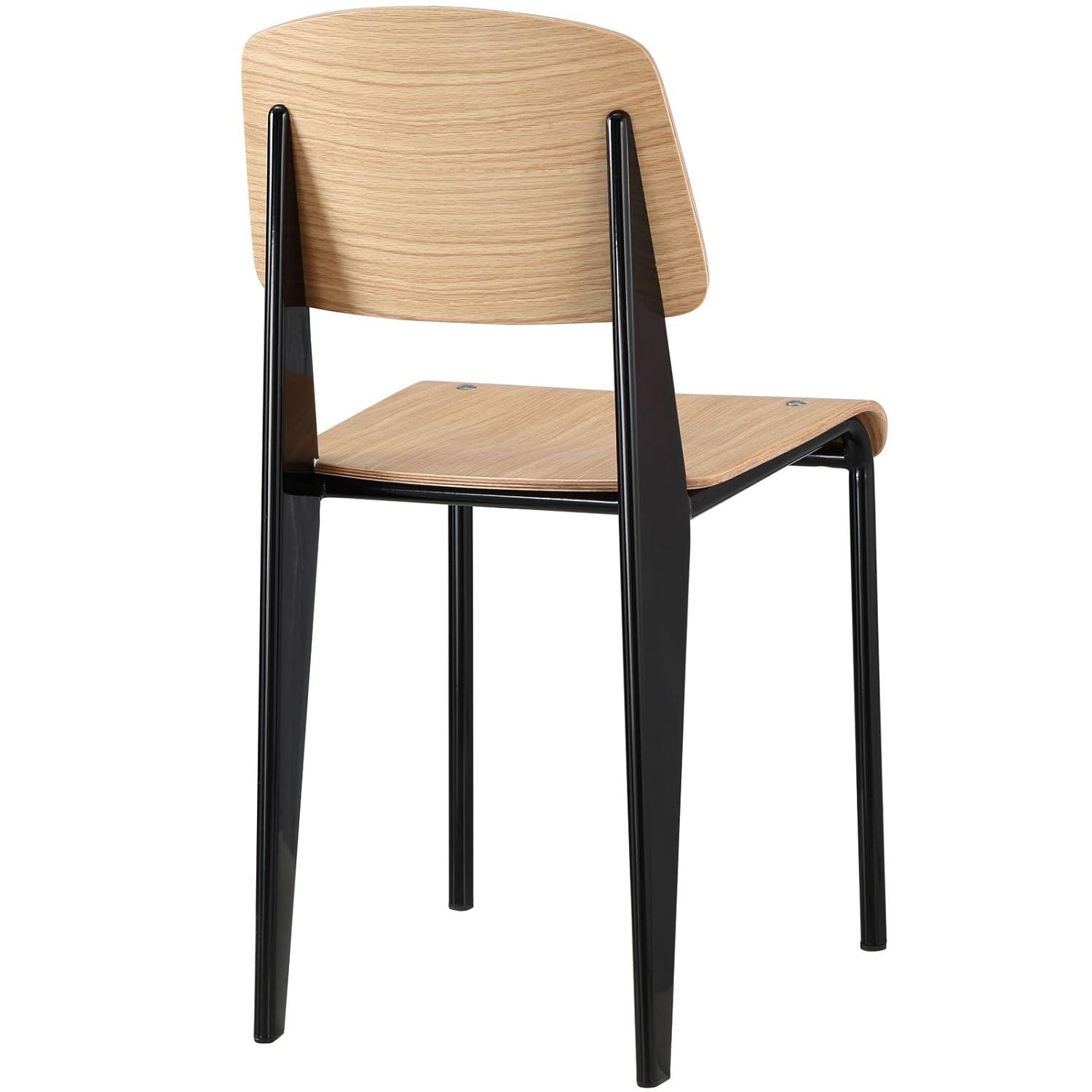 Modway Cabin 18.5" Modern Steel and Wood Dining Side Chair in Natural/Black