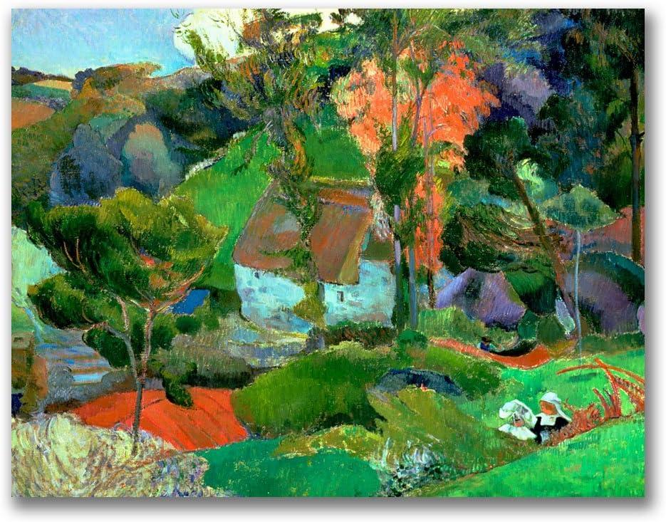 Landscape at Pont Aven Green and Orange Canvas Art