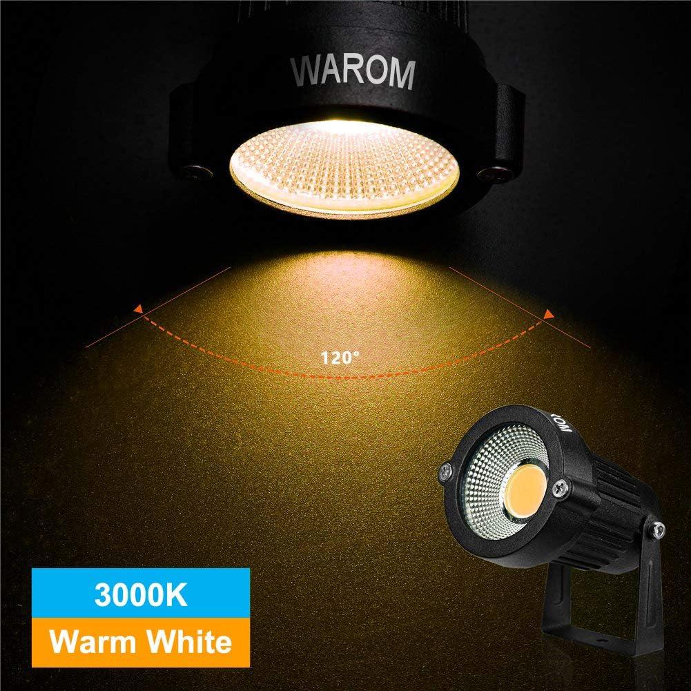 Landscape Outdoor,IP65 Waterproof Garden Spotlights,5W AC 120V Yard Flood Light,Metal Ground Stake Lawn,3200K LED Spotlight with 1.5M UL-Listed Cord and 3-Plug (2 Packs)
