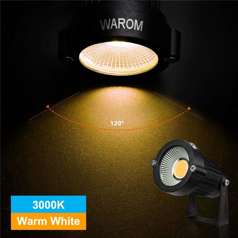 Landscape Outdoor,IP65 Waterproof Garden Spotlights,5W AC 120V Yard Flood Light,Metal Ground Stake Lawn,3200K LED Spotlight with 1.5M UL-Listed Cord and 3-Plug (2 Packs)