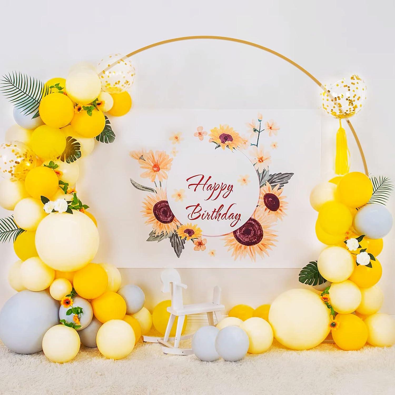 Gold 8FT Metal Circle Wedding Arch with Floral Decor