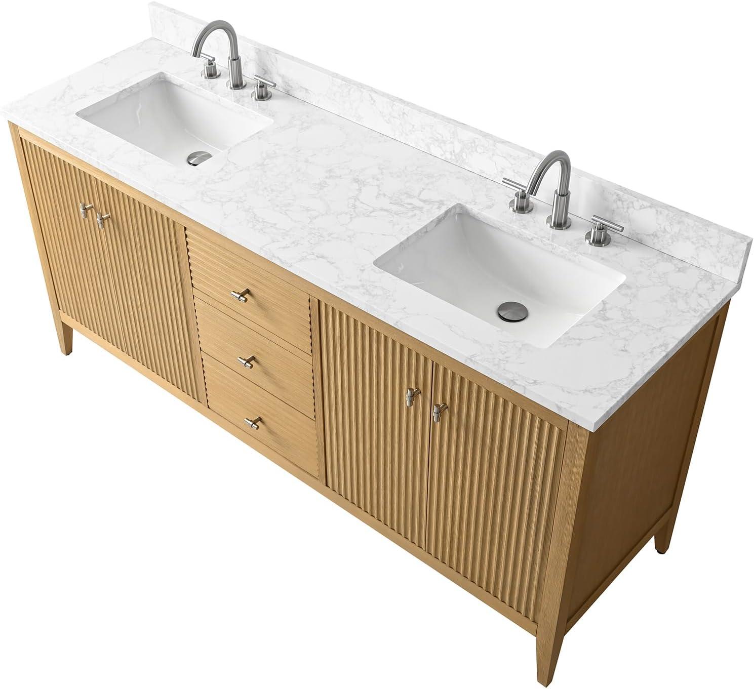 72'' Double Bathroom Vanity with Engineered Marble Top