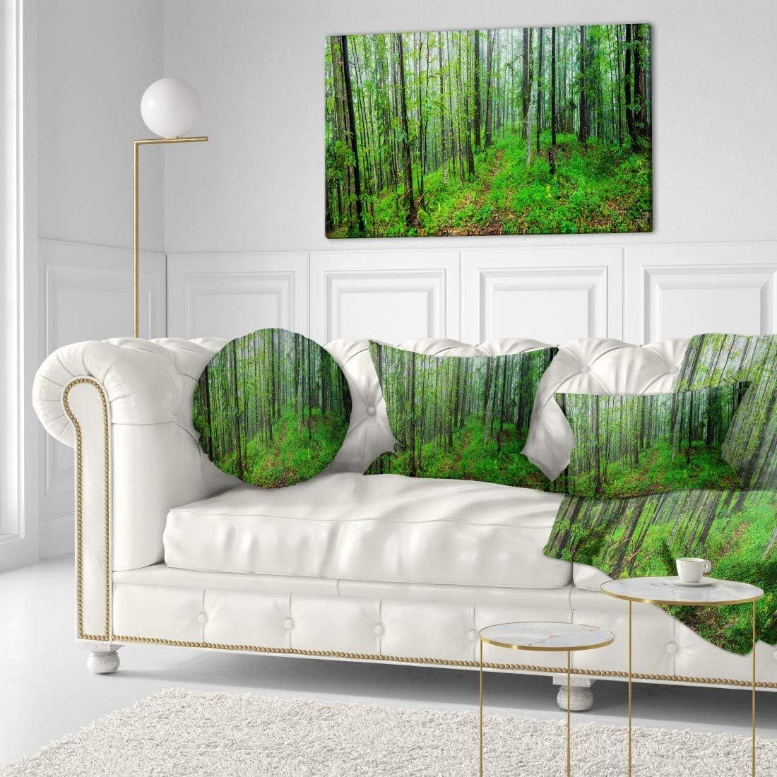 Large Green Forest Landscape Canvas Print with Wood Frame