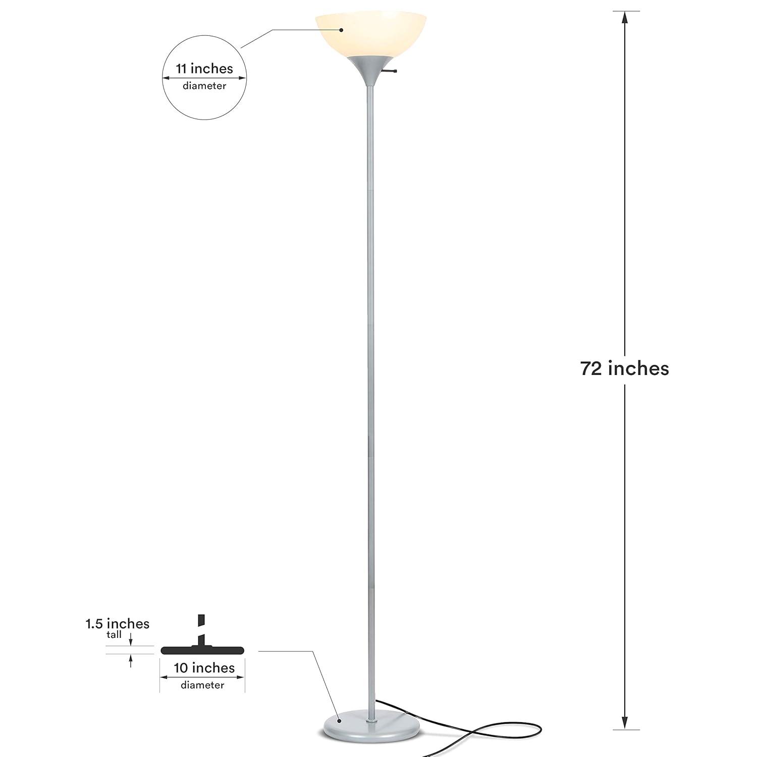Brightech Sky Dome 72 in. Industrial 3-Way Dimming LED Floor Lamp with Plastic Bowl Shade