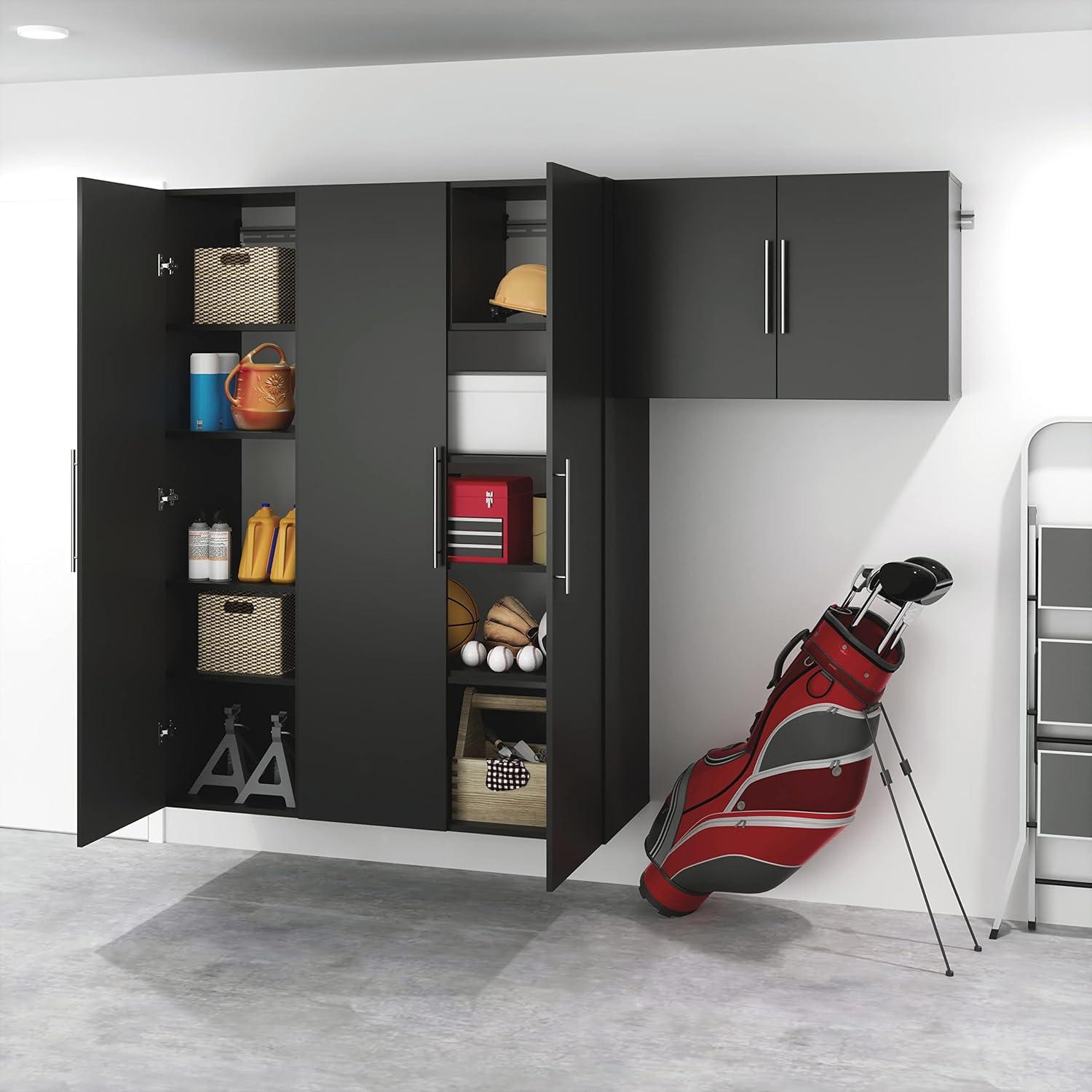 Black Laminated Composite Wall Mounted Storage Cabinet with Adjustable Shelves