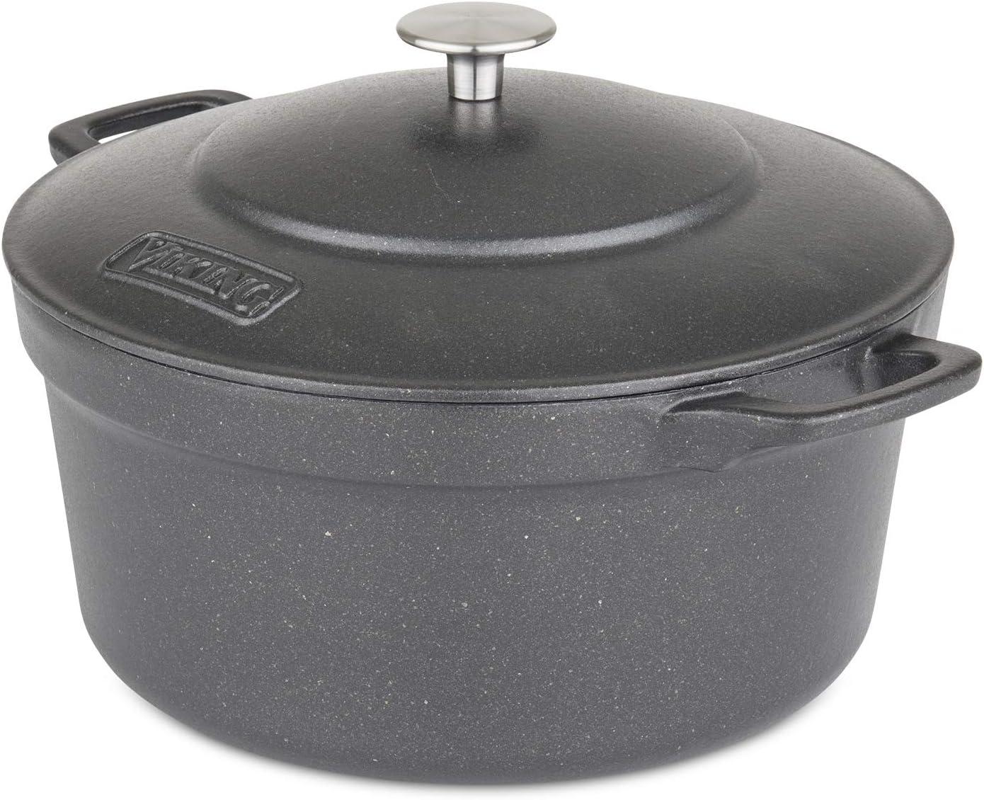 Charcoal Enameled Cast Iron Non-Stick Dutch Oven, 5 Quart