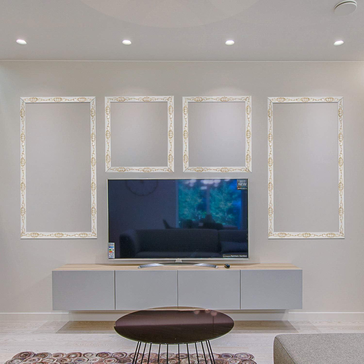 Flexible Molding Trim Wall Trim Self Adhesive, Peel and Stick Mirror Frame Border, Waterproof Bathroom Decor (White)
