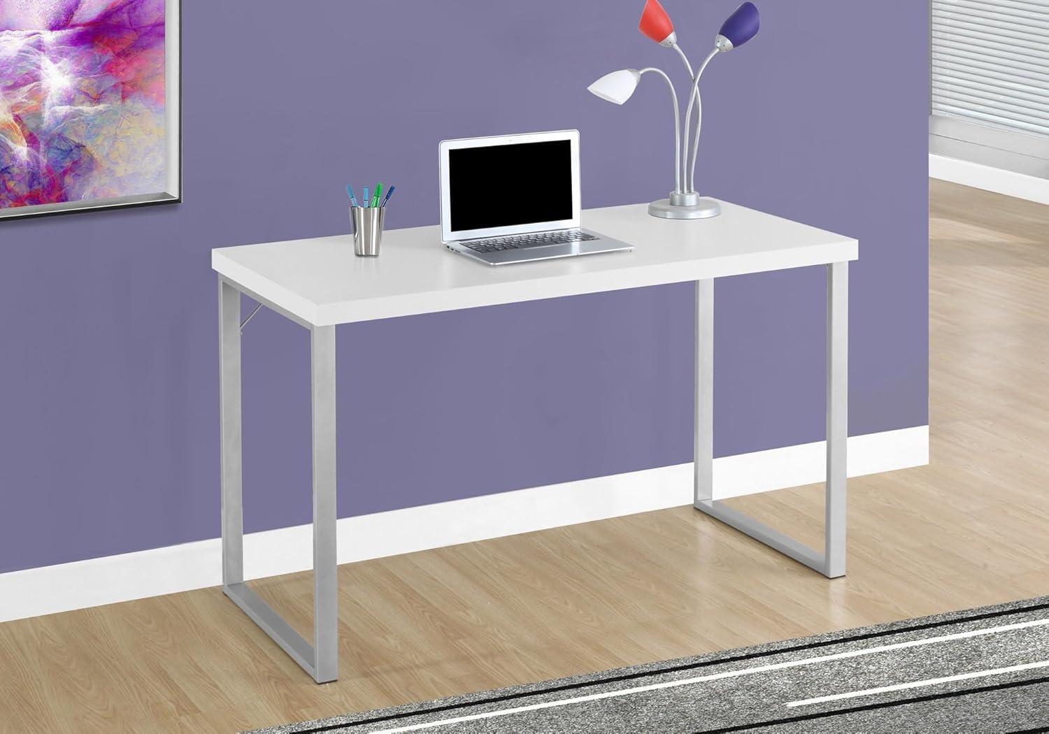 Computer Desk - 48"L / White / Silver Metal