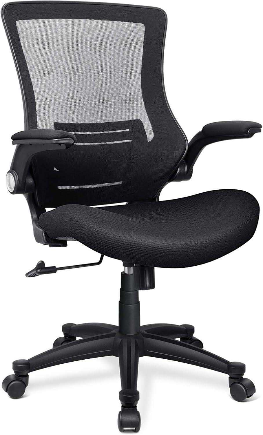 Ergonomic Black Mesh Swivel Task Chair with Adjustable Arms