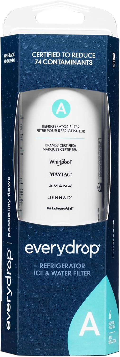 everydrop Refrigerator Replacement Water Filter A EDRARXD1: Whirlpool, Reduces Odors, Filters Lead & Bacteria, Green