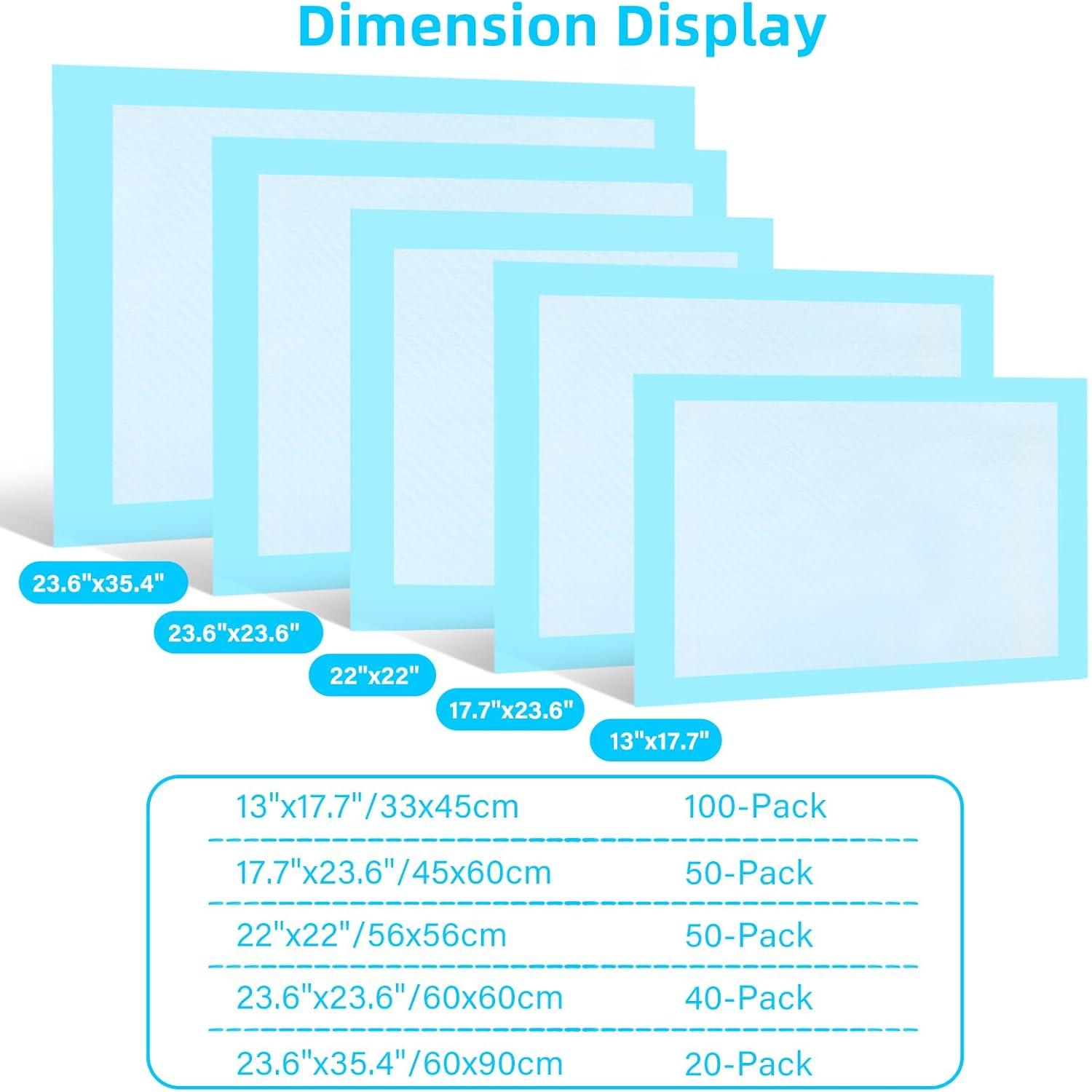 FluffyDream Super Absorbent Waterproof Dog and Puppy Pet Training Pad, Housebreaking Pet Pad,Blue (23.6"x35.4"(60PCS))