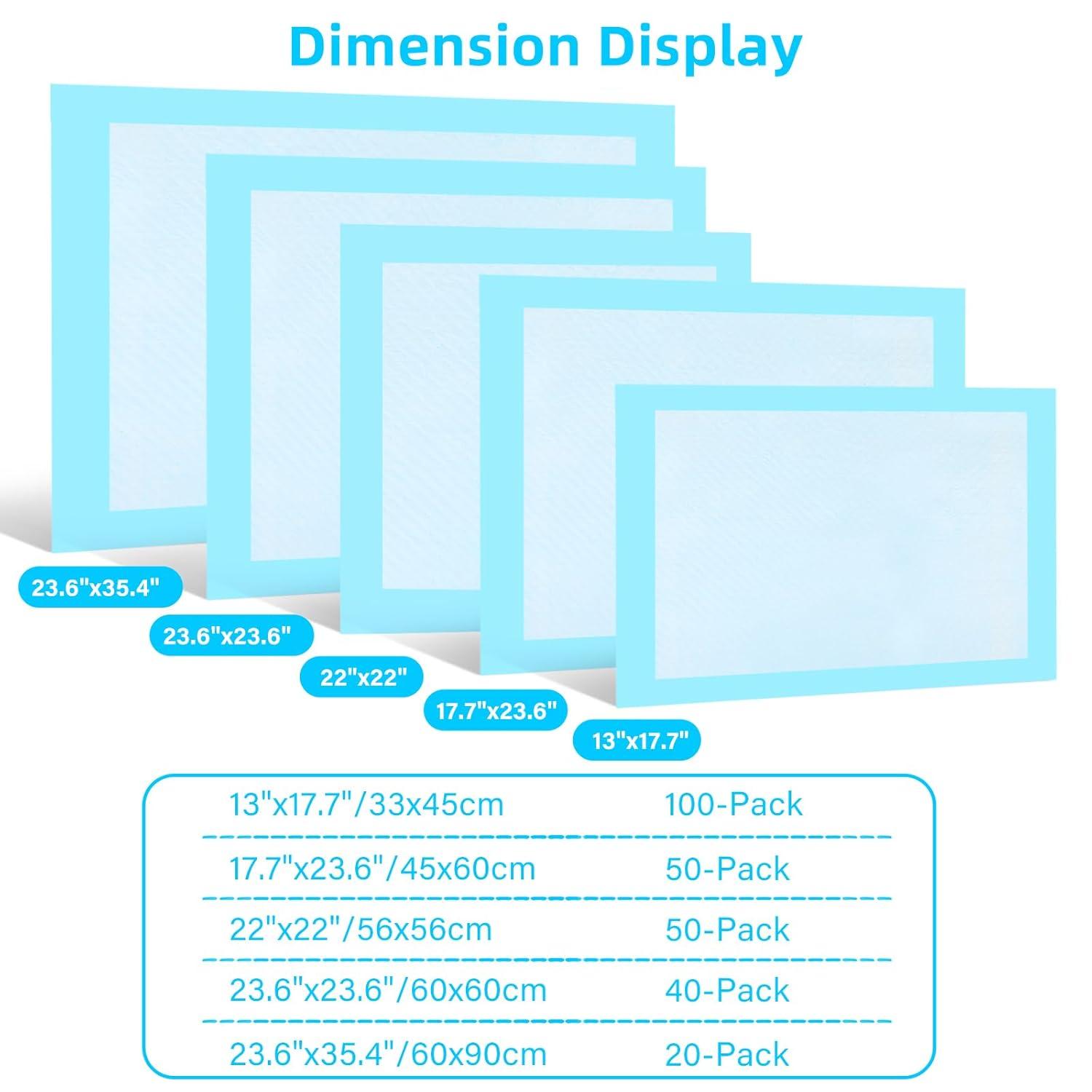 FluffyDream Super Absorbent Waterproof Dog and Puppy Pet Training Pad, Housebreaking Pet Pad,Blue (23.6"x35.4"(60PCS))