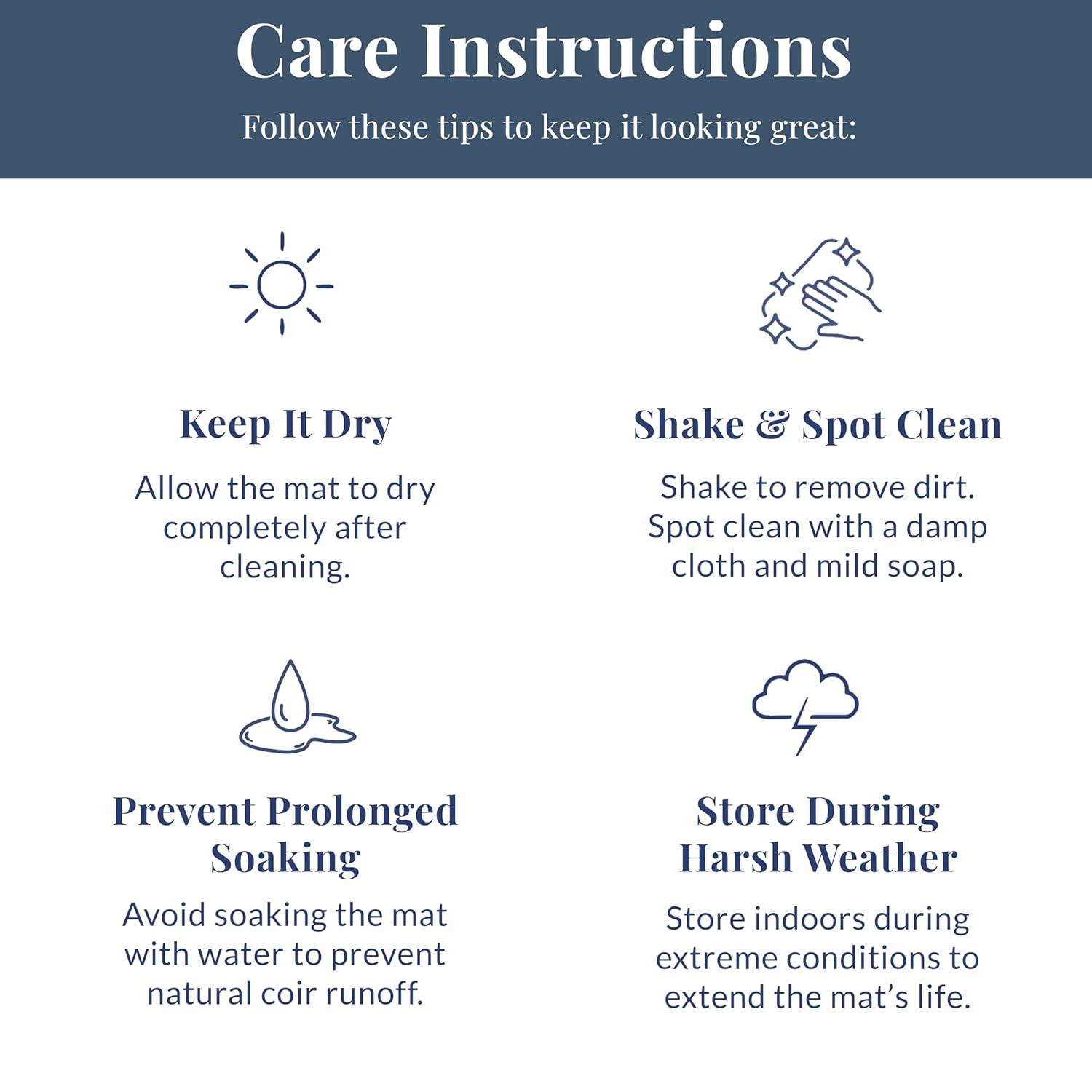 Barnyard Designs Natural Coco Coir Heavy Duty Backing Doormat - Large Cute Non-Slip Front Door Welcome Mat for Outside Entrance or Porch Entry, Brown (30x48, Border)