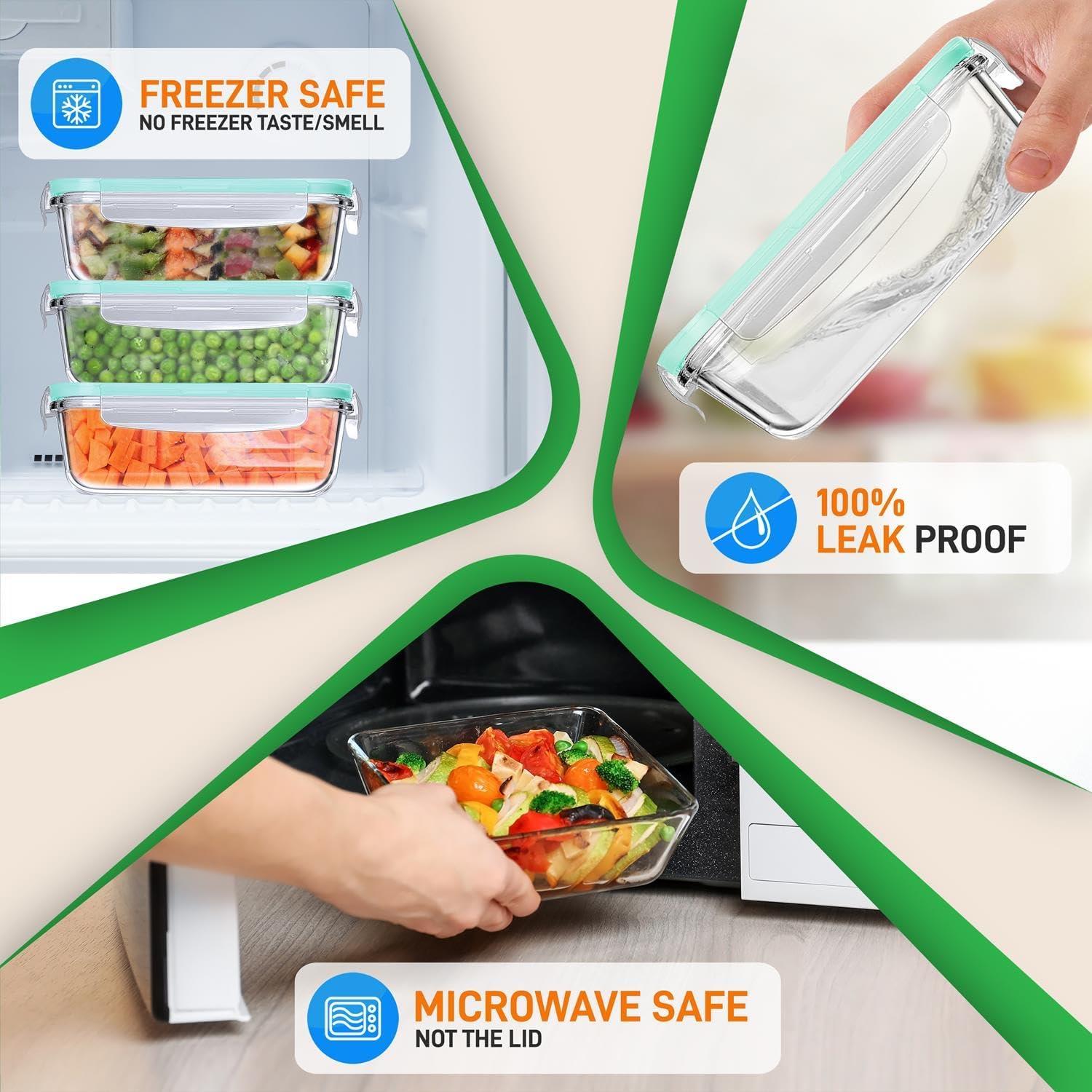 NutriChef 30oz. Glass Food Storage Container