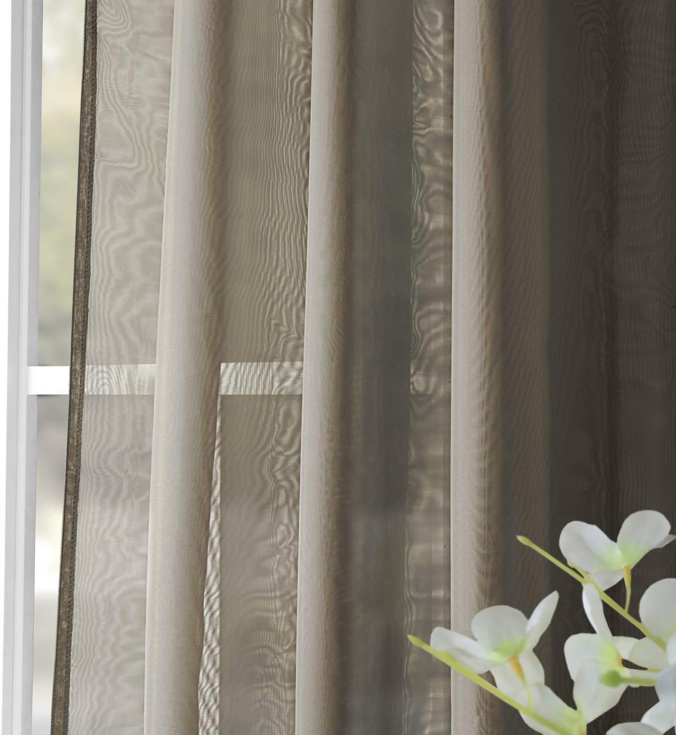 White Sheer Velvet Polyester Rod Pocket Curtain Panel