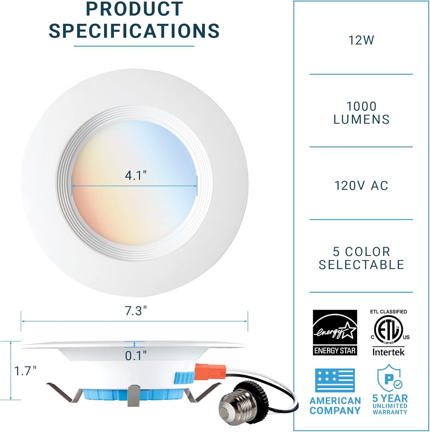 White 5/6 Inch LED Recessed Lighting with Baffle Trim