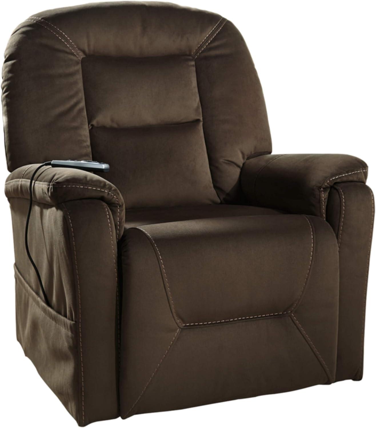 Contemporary Brown Metal Lift Recliner with Heat-and-Massage Feature