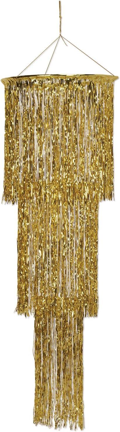 Gold 3-Tier Shimmering Foil Chandelier Decoration