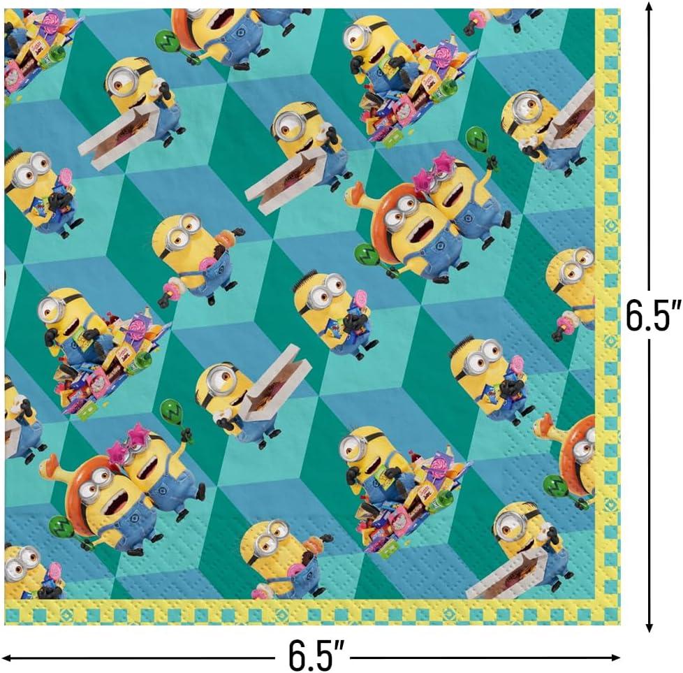 Multicolor Despicable Me Luncheon Paper Napkins (6.5" x 6.5") 16 Count - Premium Quality & Absorbent Napkins, Perfect For Parties & Themed Events