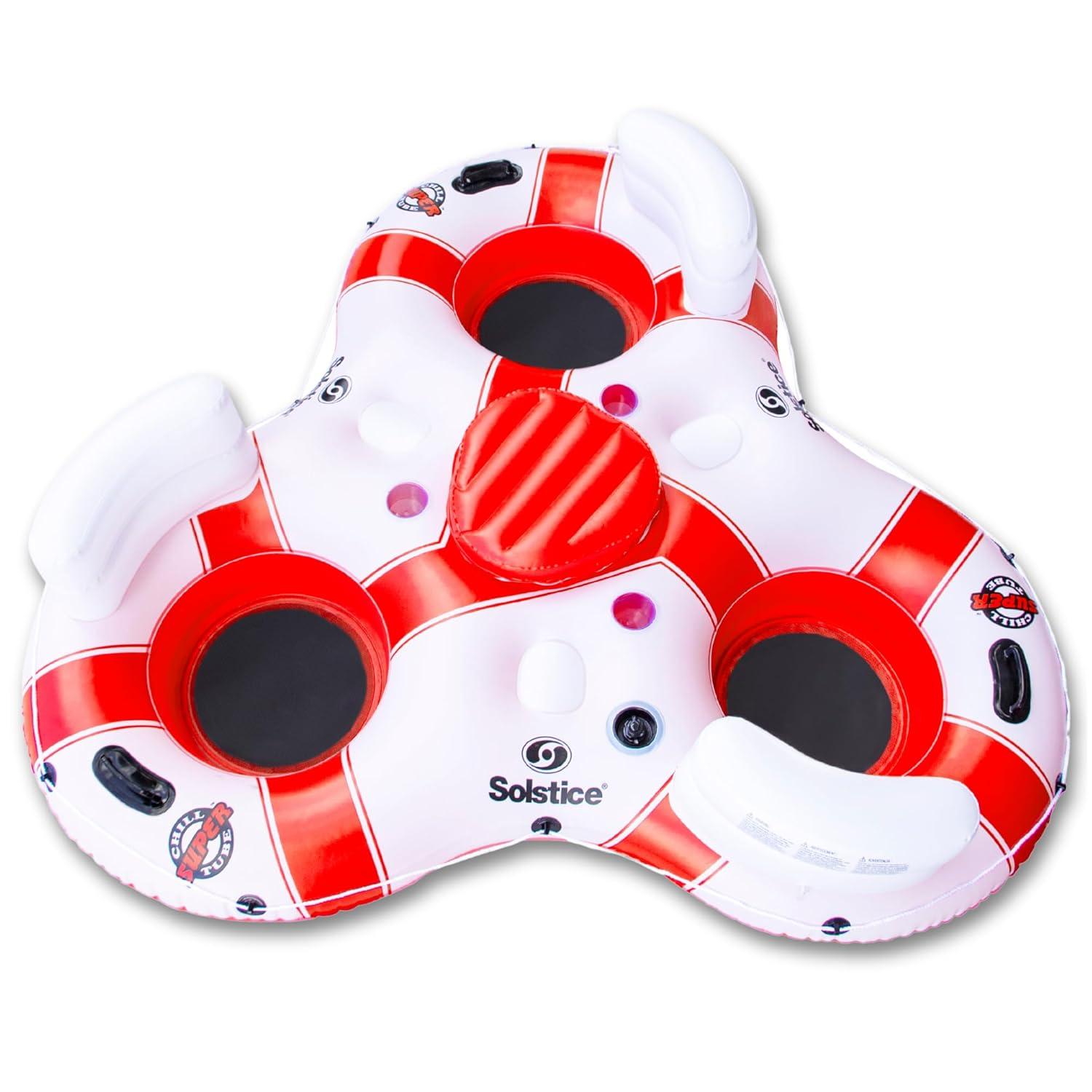 Red and White Heavy Duty Inflatable Floating Island with Cooler